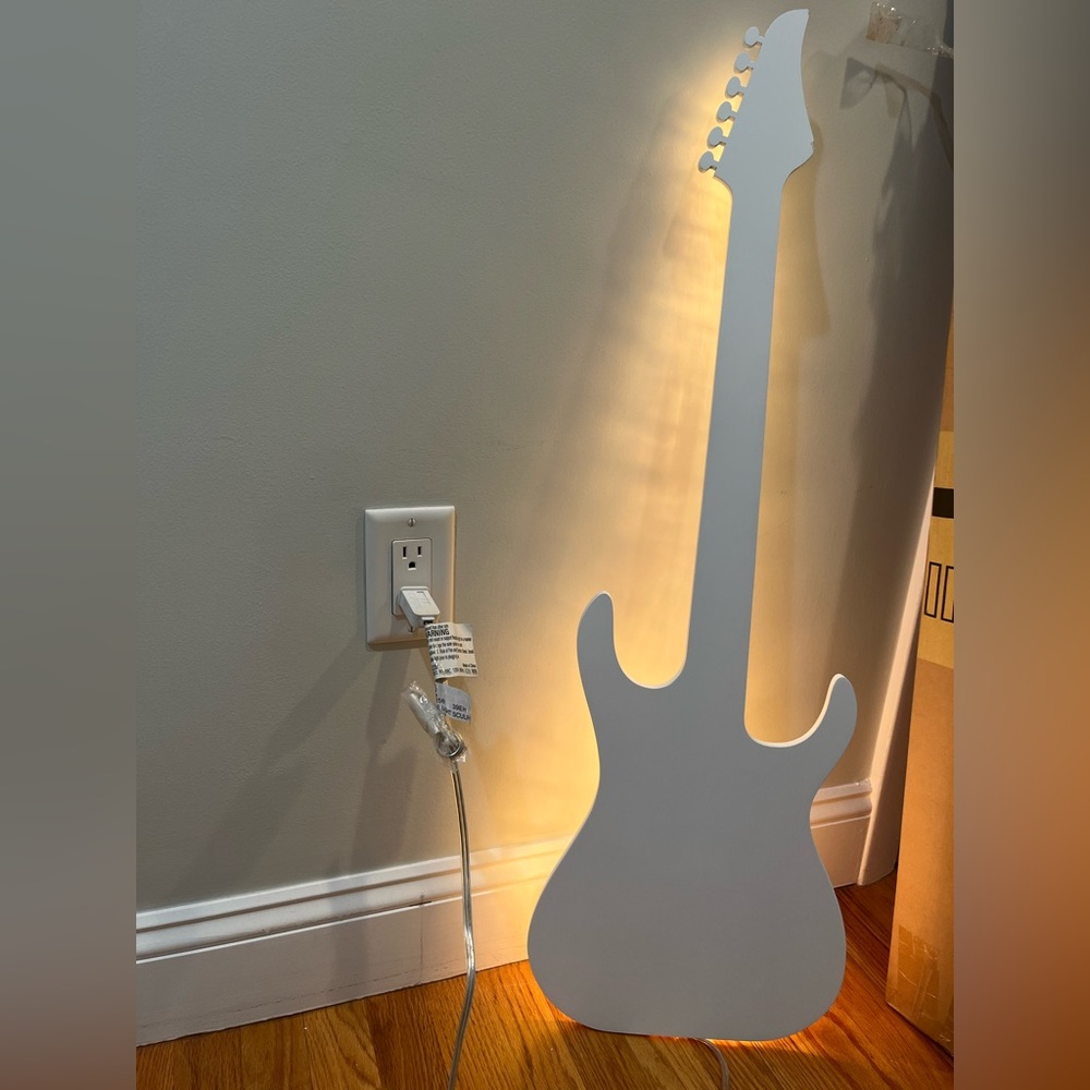NWT PB teen silhouette white guitar with a light wall decor